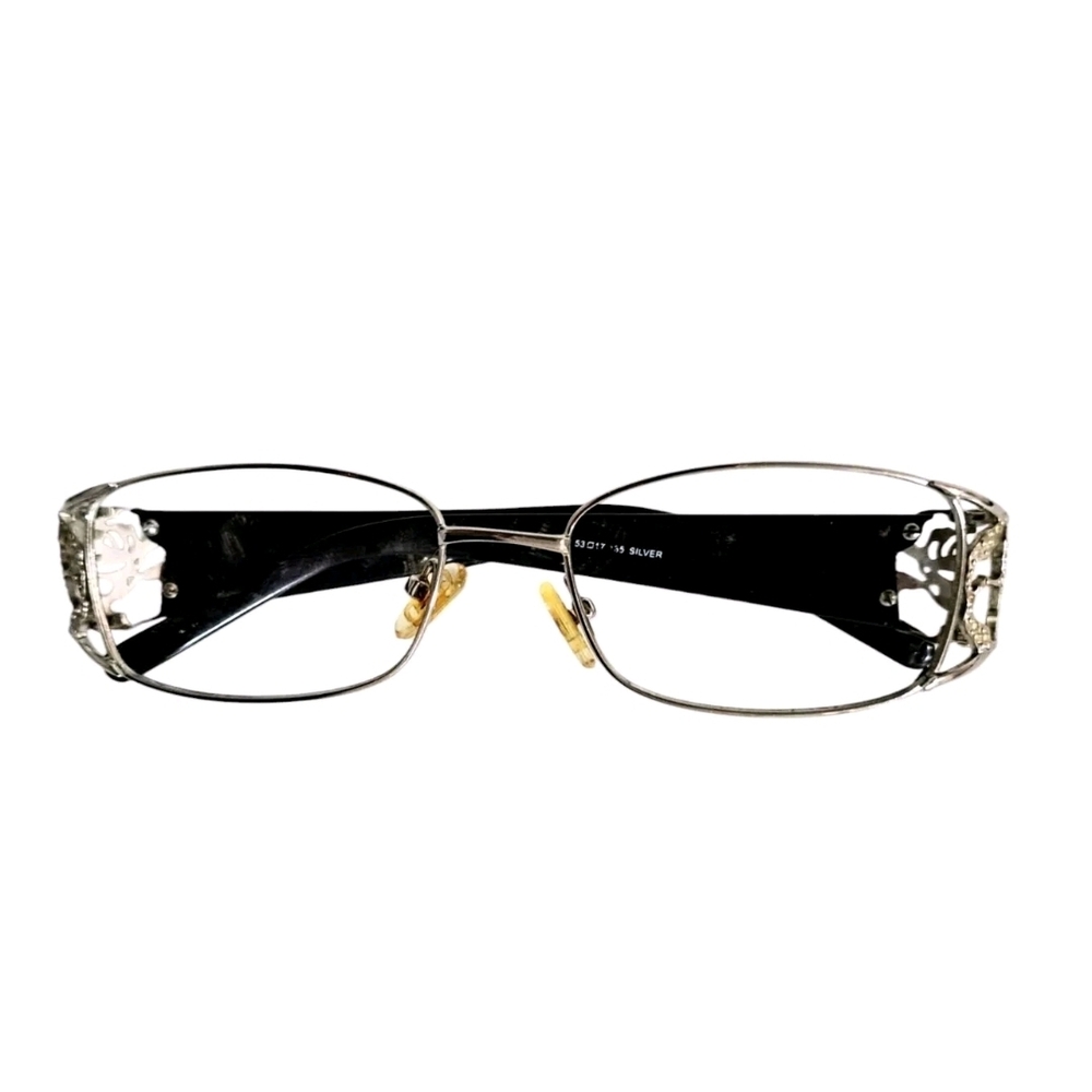 Designer Eyeglass Frame Rectangular Silver Women - image 7